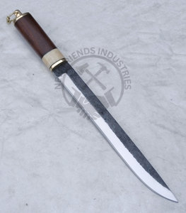 Couteau Seax Viking de style Gotland en acier carbone forgé à la main, lame de 12,5 pouces, ambidextre, manche en bois de noyer, bolster en laiton, couteau multi-usage - Product Image 5
