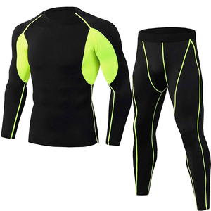 Ensemble de sport pour homme : survêtement de compression à manches longues, haut et pantalon, couche de base ajustée, séchage rapide - Product Image 2