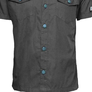 Gothic Punk <b>Men's</b> Black Cotton Shirt Half Sleeve with Metal Buckles and Eyelet Details Cosplay Party Wear 2026 - Product Image 4