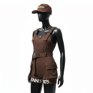 Maillot de bain une pièce côtelé en nylon et élasthanne pour femme avec poches cargo et ceinture, personnalisable avec logo - Product Image 4