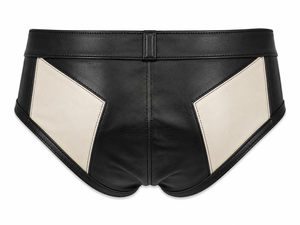 Caleçons en cuir véritable pour hommes, sous-vêtements de luxe, logo personnalisé, vente en gros, OEM, ODM, géométrique, noir, ivoire, mode, best-seller, premium - Product Image 2