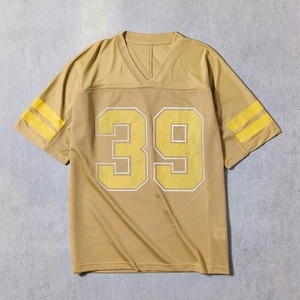 Maillot de football américain doré pour hommes, col en V, manches courtes, maille respirante, numéro d'équipe 39 imprimé, vêtements pour adultes - Product Image 1