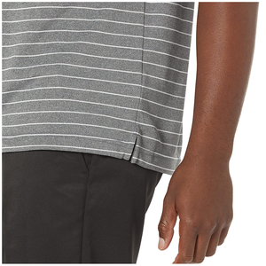 Polo en tricot à manches courtes rayé pour homme, coupe décontractée, gris et blanc - Product Image 6