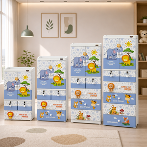 Nandos Rabbit <b>6</b> Tier Children Plastic Cabinet <b>Drawer</b> with Keys and Flat Panel Hinged Doors Suitable for Bedroom Organization - Product Image 2