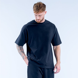 T-shirt en coton surdimensionné pour homme avec logo personnalisé, style urbain, coupe décontractée, délavage vintage, tissu épais, haut de mode vierge - Product Image 4