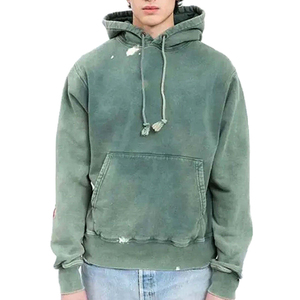 Sudadera con Capucha Oversize para Hombre al por Mayor, Verde, de Algodón French Terry, Casual, para Otoño, con Bolsillos, Ajuste Regular, Tejida - Product Image 1