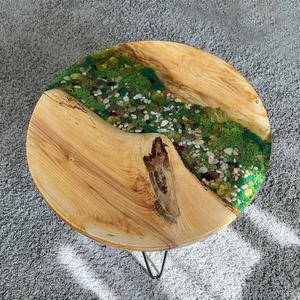 Riverstone Woodland Wooden Moss <b>Epoxy</b> <b>Table</b> Handmade Round Nature Inspired <b>Coffee</b> <b>Table</b> Rustic Luxury Artistic Home Decor <b>Table</b> - Product Image 3