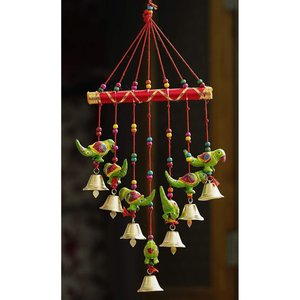 JaipurCrafts Traditional Rajasthani Wood Rectangle <b>Wall</b> Hanging with Parrot and Birds Design for Home Office <b>Decor</b> - Product Image 1
