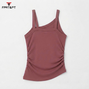 New Design Solid Color Vest Sleeveless Slim Fit Yoga Women Fashion Running Knitted 100% Cotton Ladies Tank <b>Top</b> - Product Image 5