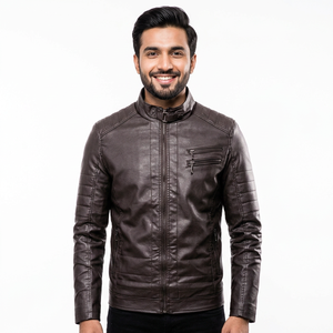 Veste en cuir pour homme, style motard, en cuir d'agneau véritable vieilli, matière de qualité supérieure, parka pour homme - Product Image 6