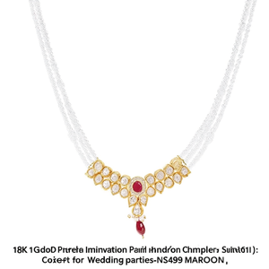 Conjunto de Collar Choker con Perlas de Imitación y Baño de Oro de 18K para Bodas y Fiestas-NS499 Color Granate - Product Image 2