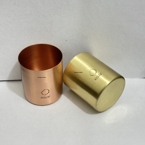 Custom Logo Brushed Brass Metal Candle <b>Jar</b> Elegant Empty Gold Scented Candle Container <b>For</b> Home Decor & Scented Candle Making - Product Image 6