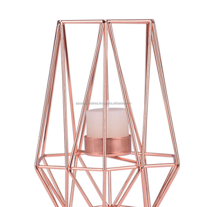 Bougeoir en or rose avec fil métallique hexagonal en fer forgé pour décoration intérieure OEM 551-7C - Product Image 4