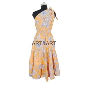 ชุดเดรสผ้าฝ้ายพิมพ์ลายดอกไม้สไตล์อินเดียชุดคลุมอาบน้ำสไตล์หวานสำหรับผู้หญิงเสื้อโค้ทขนาดฟรีกระดุมเสื้อลำลองฮิปฮอปแบบทางการสำหรับฤดูร้อน - Product Image 6