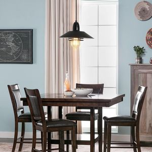 Lampada a Sospensione Vintage Stile Fattoria in Metallo Nero con Telaio Lungo Regolabile Attacco E26 Senza Lampadina Non Assemblata - Product Image 5