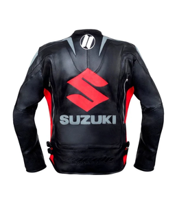 เสื้อแจ็คเก็ตสำหรับขี่มอเตอร์ไซค์หนังวัวแท้ยี่ห้อซูซูกิสำหรับผู้ชาย/เสื้อแจ็คเก็ต CE ระดับ 2 พร้อมอุปกรณ์ป้องกันแบบ Hump - Product Image 2