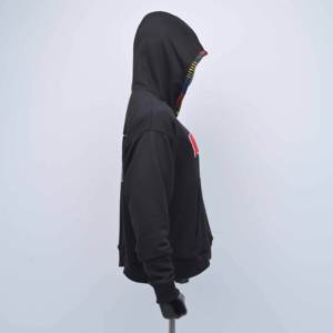 Sudadera con Capucha Personalizada al por Mayor, Bordada en Chenilla, Color Sólido, para Hombre, Negra, 100% Algodón, Felpa, Corte Regular, Informal, Invierno - Product Image 4
