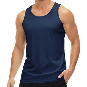 Débardeur en tricot respirant bleu marine uni pour homme, col rond, style décontracté, sans manches - Product Image 1