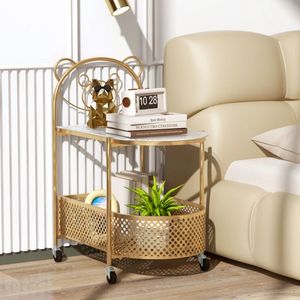 Tavolino da Caffè in Vetro a 2 Ripiani con Motivo Orso - Product Image 2