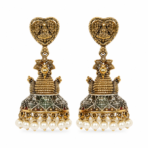 Two Tone Oxidized Silver Bohemia Wedding Earring Bulk Supplier Bezel Setting Drop 34grm ARTS JEWELS ER-115 Rajasthan Direct - Product Image 1