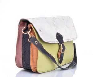 Sacs de mode pour femmes sac de selle classique en cuir véritable demi-rond Design rabat femmes sac à bandoulière Multi couleur cartable sac à main - Product Image 3