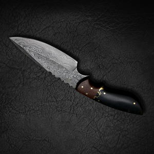 Handmade Damascus Steel Straight Clip Point Hunting <b>Camping</b> Skinner Knife Wood Handle 3mm Leather Sheath DIY OEM/OBM - Product Image 3