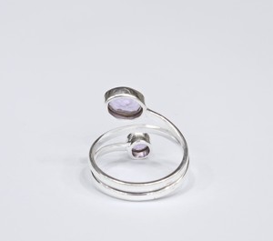 Custom Handcrafted Natural Amethyst <b>Adjustable</b> <b>Ring</b> 925 Sterling Silver Double Stone Fine Jewelry Wholesale - Product Image 6
