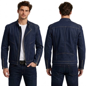Custom Beige Taupe Colorblock Denim Trucker Jacket <b>for</b> <b>Men</b> with Dual Chest Pockets and Contrast Panel Styling - Product Image 3