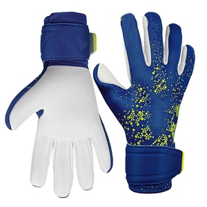 Gants de gardien de but de football bleu vert néon, en PU, antidérapants, avec sangle de poignet réglable, respirants, unisexes - Product Image 1