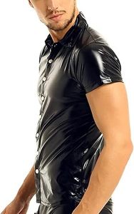 เสื้อกล้ามหนังเทียมสำหรับผู้ชาย แขนกุด สีดำ ไม่ใช่เสื้อกั๊ก - Product Image 3