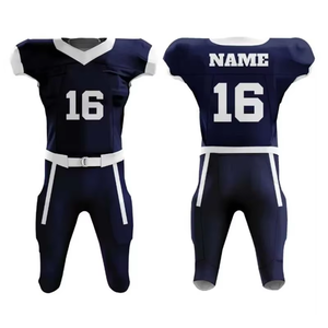 Customized <b>Light</b> Weight Breathable Mesh 100% Polyester V-<b>neck</b> Short Sleeve American Football Uniform Plus Size High Quality New - Product Image 3