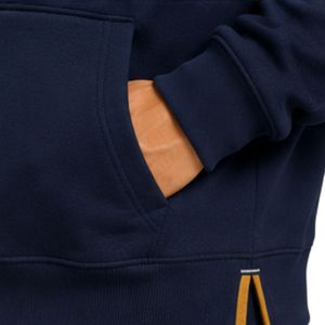 Sweat à capuche personnalisé pour homme, bleu marine et moutarde, en molleton de coton épais, color block, brodé, style streetwear, fabricant de marque privée - Product Image 6