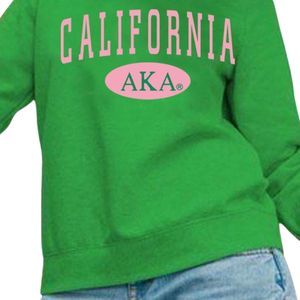 Sudadera Ligera de Cuello Alto Estilo Universitario AKA para Mujer, Sudadera Personalizada de Forro Polar para Hermandades, Rosa y Verde, Ropa para el Campus - Product Image 4