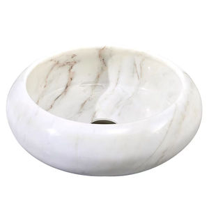 High Quality Luxury Natural Marble White Round Countertop Sink Wash <b>Basin</b> Eco-Friendly Durable Bathroom - Product Image 2