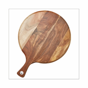 Planche à découper ronde en bois d'acacia de haute qualité, spatule à pizza, planche de service pour charcuterie avec poignée, planches personnalisées en gros - Product Image 1