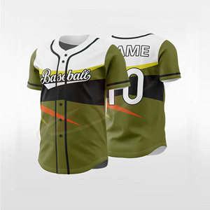 Camiseta de Béisbol Personalizada con Estampado Sublimado, Verde Oliva, Blanco y Negro, Manga Corta, Unisex, para Adultos, Ropa Deportiva Transpirable - Product Image 1