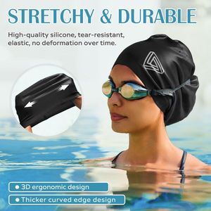 Bonnet de bain de grande taille spécialement conçu pour les hommes et les femmes aux cheveux longs, épais, bouclés ou tressés – Garde les cheveux au sec – Expéditions le week-end non possibles - Product Image 5