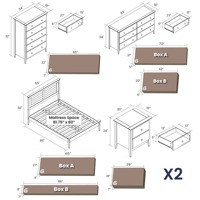 Cadre de lit double en bois classique en noyer Ensembles de chambre à coucher de 5 pièces avec tables de chevet commode pour hôtel appartement