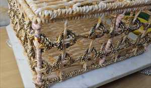 Handmade Gold Braided Woven <b>Storage</b> Basket with <b>Lid</b> Luxury Decorative Rope Organizer Box Eco-Friendly Gift Hamper <b>Bin</b> - Product Image 5