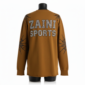 Camiseta Larga sin Mangas para Mujer, Tejido de Algodón de Alto Gramaje, Color Marrón, con Logotipo de Cristales Hotfix, Estilo Casual - Product Image 2