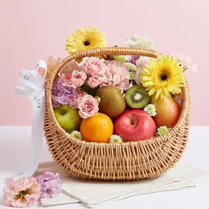 Venta al por mayor buen precio y cesta de regalo de flores y frutas de ratán de alta calidad Ramadán Eid vacaciones regalo de Navidad handwicker en Vietnam - Product Image 1