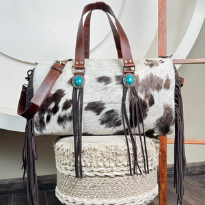 Custom Luxury Cowhide Leather Fringe Duffle <b>Bag</b> with Trolley Sleeve Fashionable Gym <b>Bag</b> Sports Overnight Weekender Travel <b>Bags</b> - Product Image 5