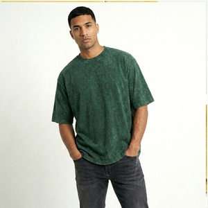 Camiseta de Hombre de Lujo, Estilo Retro, Teñido Personalizado, Lavado Mineral, 100% Algodón, Tejido Grueso, Corte Holgado, Transpirable - Product Image 3
