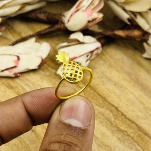 Best Product Pineapple Rings Boho Brass Band For <b>Women</b> 18k Gold Plated Fruit Dainty Charm Fine Jewelry For Wholesale/OEM/ODM - Product Image 2