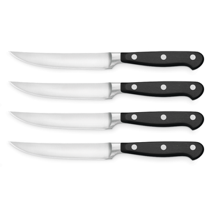 Juego de 4 Cuchillos Premium para Carne con Hojas Curvas de Acero Inoxidable y Mangos Azul Marino con Triple Remache para Restaurantes y Corte de Carne - Product Image 1
