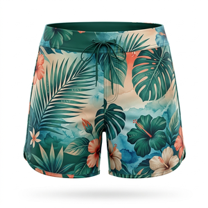 กางเกงชายแบบกลับด้านได้ ยืดได้ 4 ทิศทาง แห้งเร็ว พิมพ์ลายแบบซับลิเมชั่น ซิปหน้า 100% โพลีเอสเตอร์ ความยาวระดับเข่า เหมาะสำหรับชายหาด ยิม และเล่นกระดานโต้คลื่น - Product Image 5