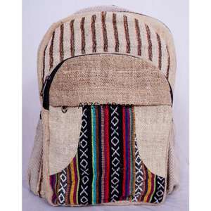 Sac à dos artisanal unisexe de taille moyenne en toile 100% coton, léger, vintage, 20L, avec fermeture à glissière et boucle, logo artisanal, pour les voyages - Product Image 2