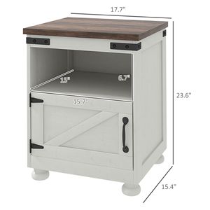 Tavolino Laterale Bianco in Stile Moderno e Rustico con Ripiano Aperto e Gambe in Legno per Arredamento Soggiorno - Product Image 3