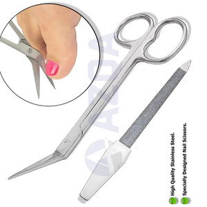 Stainless Steel Toenail Treatment Tool <b>Set</b> with Angled Tweezers <b>Nail</b> Scissors and Double Sided Files for Foot Care - Product Image 2