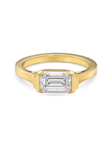 Anillo de compromiso de oro macizo de 14k con diamante de laboratorio CVD de 1 quilate, corte esmeralda, solitario, tipo Bridle, de East West - Product Image 3